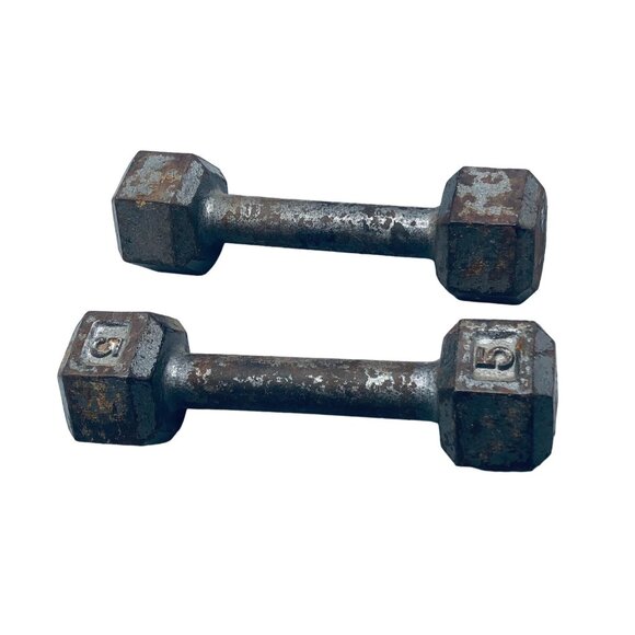 vintage metal weights 5 pounds set of 2 READ - Picture 1 of 4
